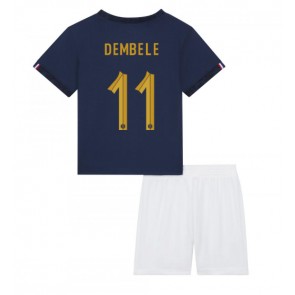 Maillot de foot France Ousmane Dembele #11 Domicile enfant Monde 2022 Manches Courte (+ pantalon court)